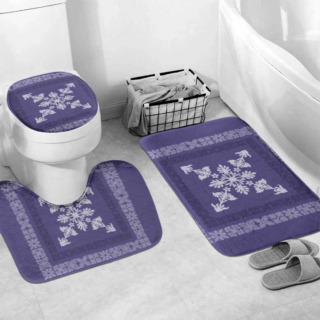 Hawaiian Quilt Block Design Bathroom Set Purple Hawaii Culture Motifs - Polynesian Pride