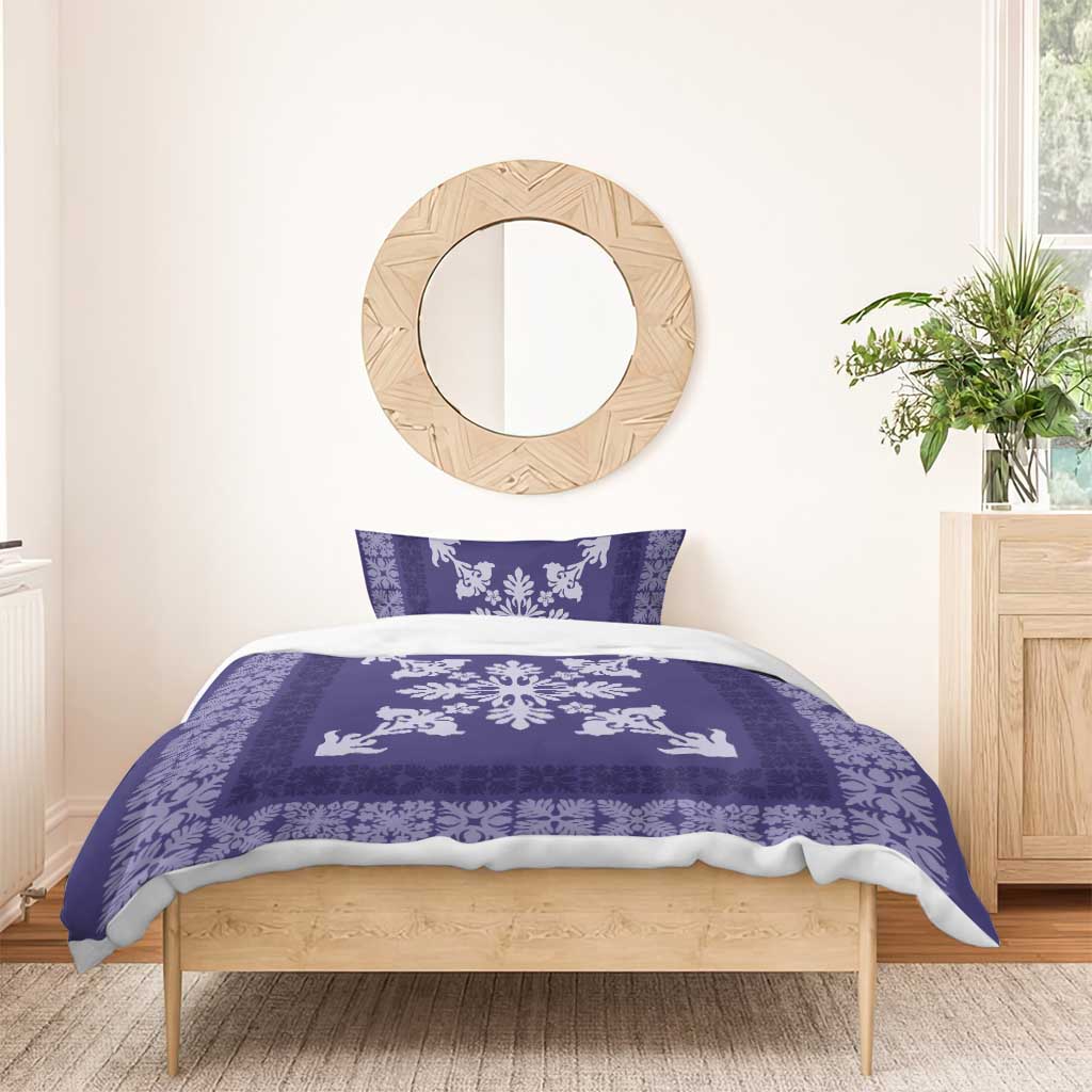 Hawaiian Quilt Block Design Bedding Set Purple Hawaii Culture Motifs - Polynesian Pride
