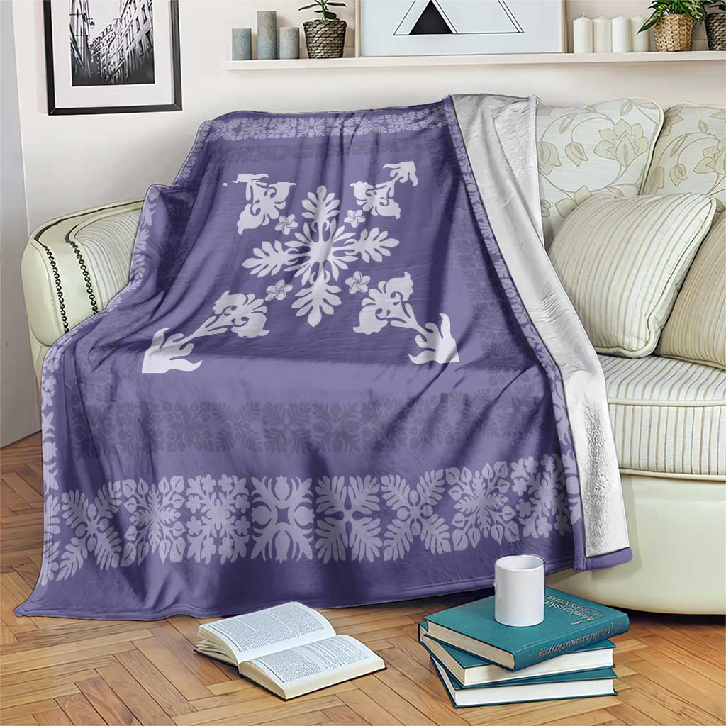 Hawaiian Quilt Block Design Blanket Purple Hawaii Culture Motifs - Polynesian Pride
