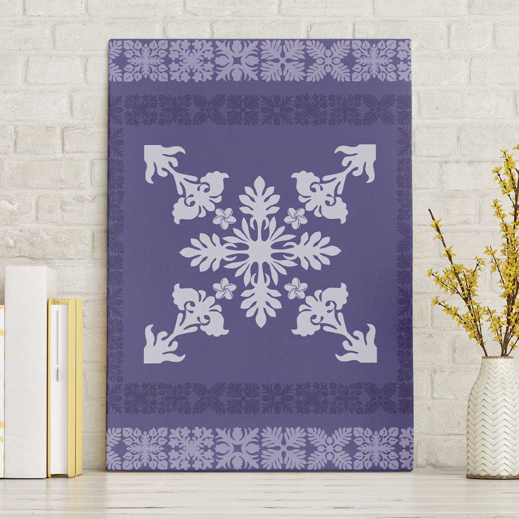Hawaiian Quilt Block Design Canvas Wall Art Purple Hawaii Culture Motifs - Polynesian Pride