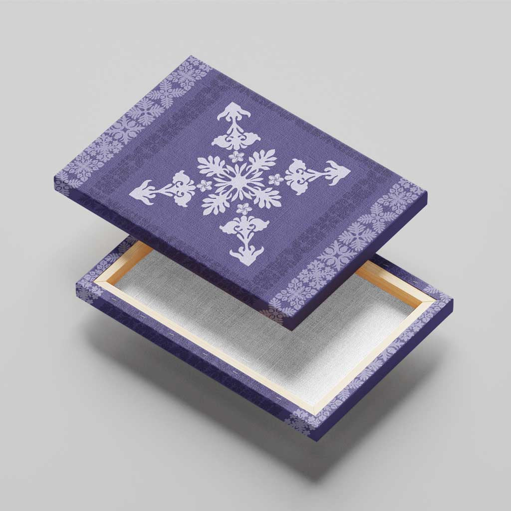 Hawaiian Quilt Block Design Canvas Wall Art Purple Hawaii Culture Motifs - Polynesian Pride