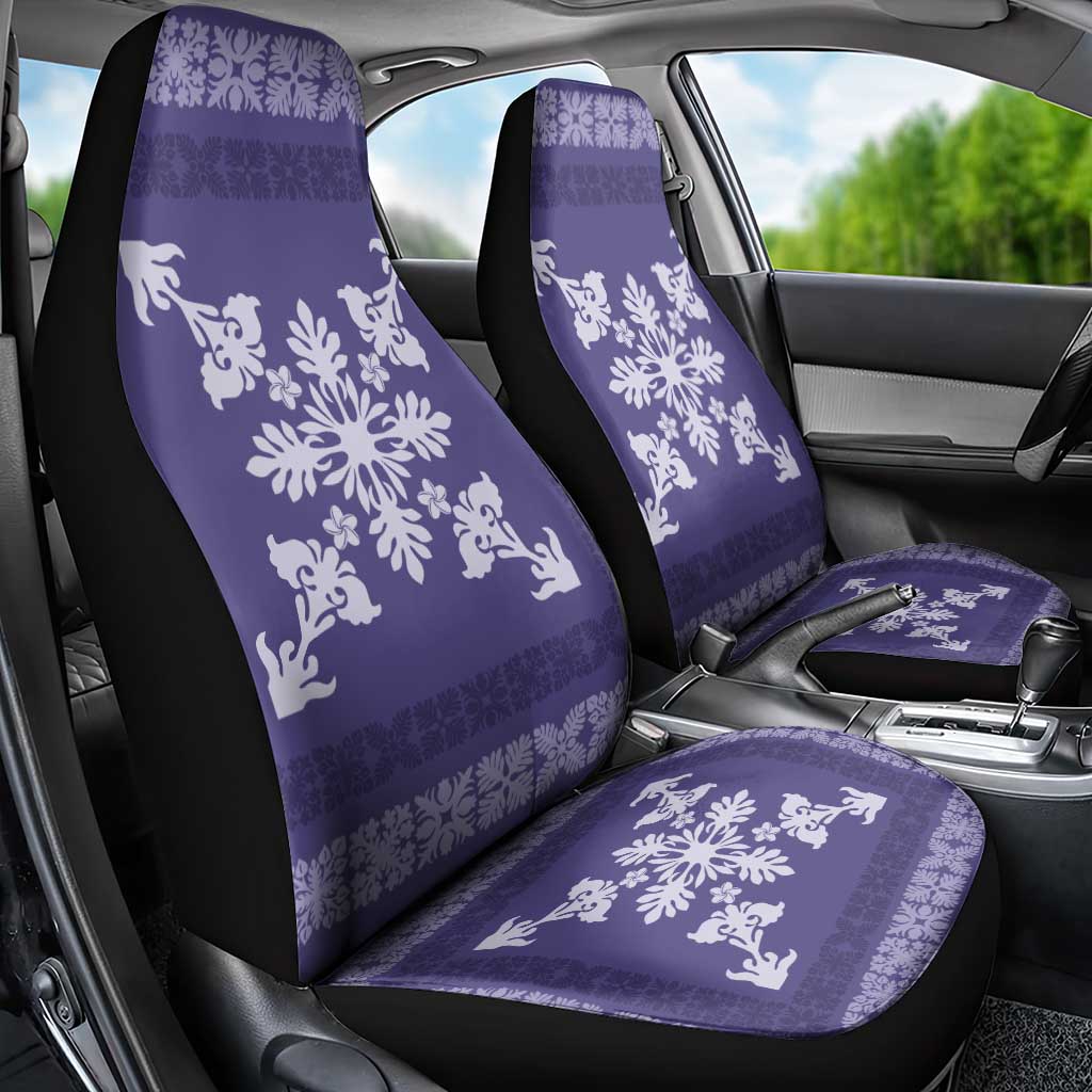 Hawaiian Quilt Block Design Car Seat Cover Purple Hawaii Culture Motifs - Polynesian Pride