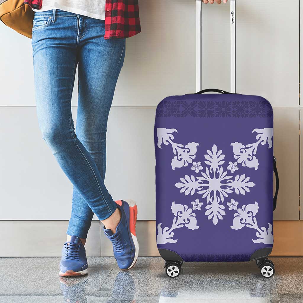 Hawaiian Quilt Block Design Luggage Cover Purple Hawaii Culture Motifs - Polynesian Pride