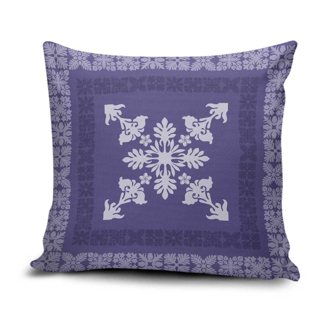 Hawaiian Quilt Block Design Pillow Cover Purple Hawaii Culture Motifs - Polynesian Pride