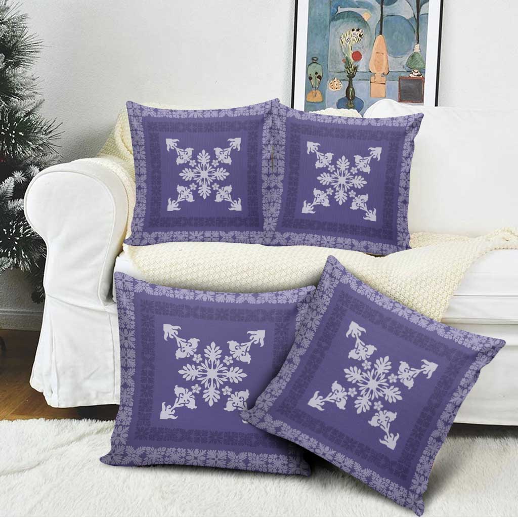 Hawaiian Quilt Block Design Pillow Cover Purple Hawaii Culture Motifs - Polynesian Pride