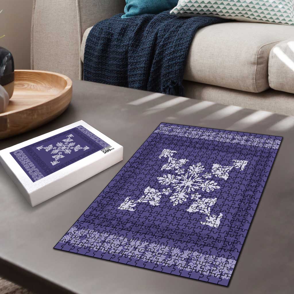 Hawaiian Quilt Block Design Puzzle Purple Hawaii Culture Motifs - Polynesian Pride