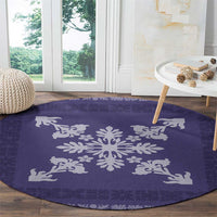 Hawaiian Quilt Block Design Round Carpet Purple Hawaii Culture Motifs - Polynesian Pride