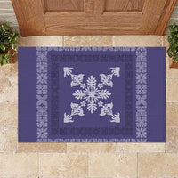 Hawaiian Quilt Block Design Rubber Doormat Purple Hawaii Culture Motifs - Polynesian Pride