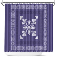 Hawaiian Quilt Block Design Shower Curtain Purple Hawaii Culture Motifs - Polynesian Pride