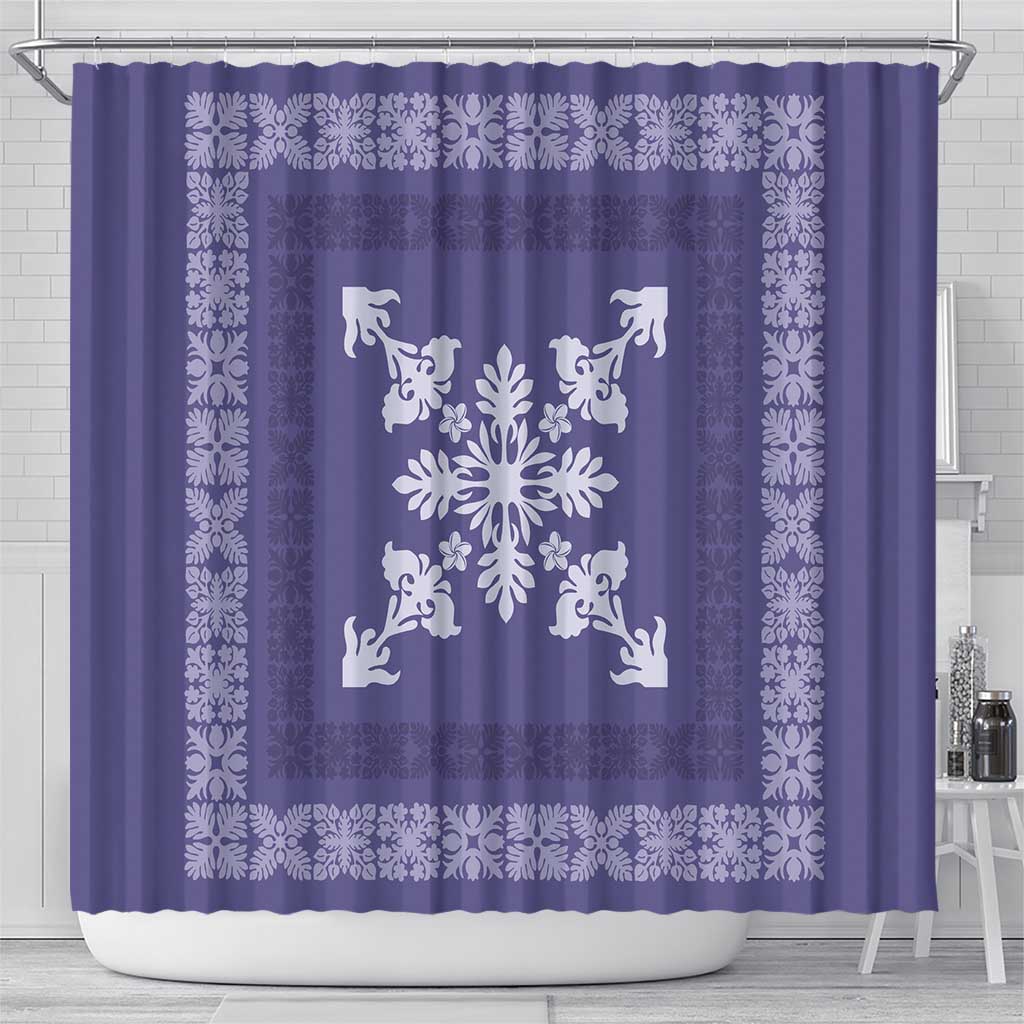 Hawaiian Quilt Block Design Shower Curtain Purple Hawaii Culture Motifs - Polynesian Pride