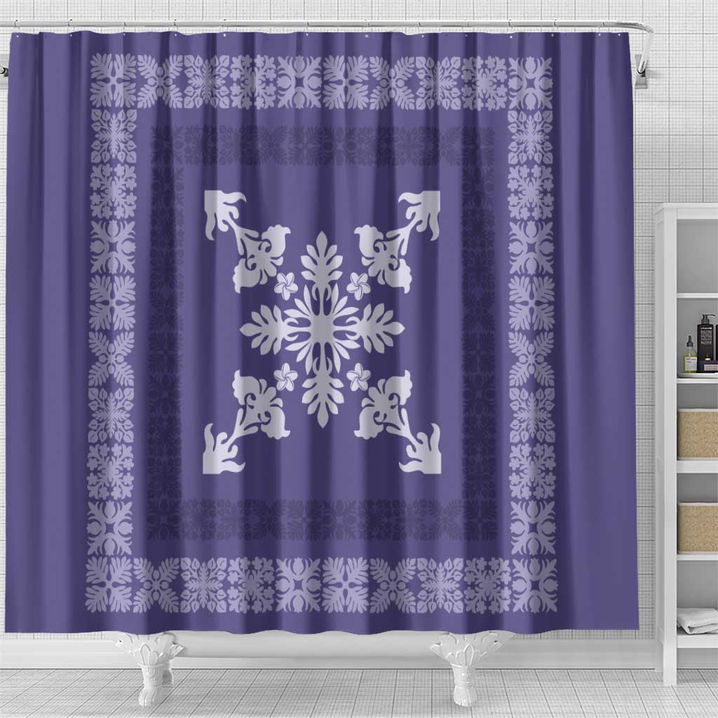 Hawaiian Quilt Block Design Shower Curtain Purple Hawaii Culture Motifs - Polynesian Pride
