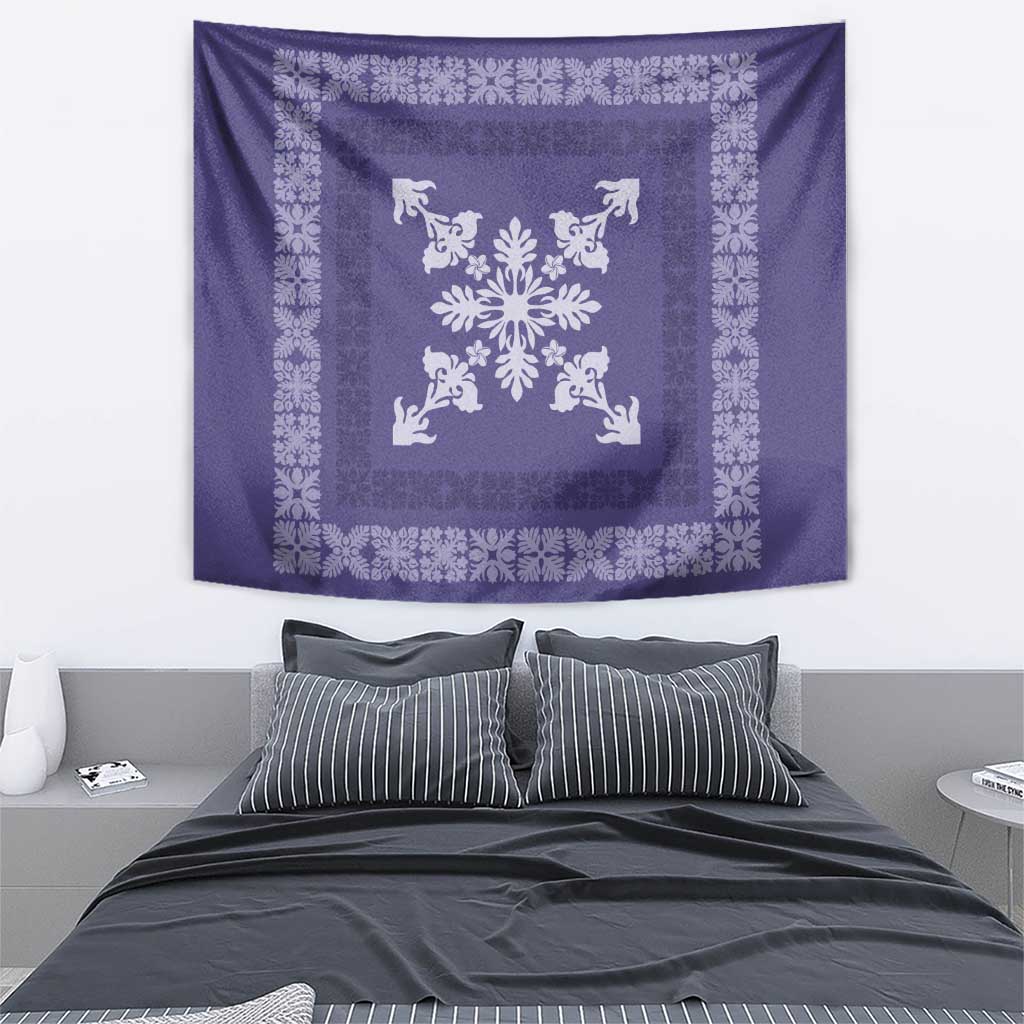 Hawaiian Quilt Block Design Tapestry Purple Hawaii Culture Motifs - Polynesian Pride