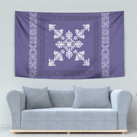 Hawaiian Quilt Block Design Tapestry Purple Hawaii Culture Motifs - Polynesian Pride