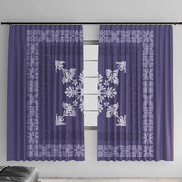 Hawaiian Quilt Block Design Window Curtain Purple Hawaii Culture Motifs - Polynesian Pride