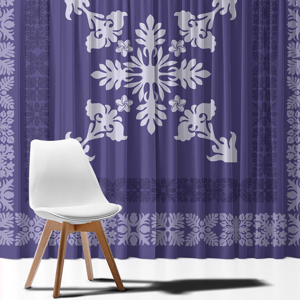 Hawaiian Quilt Block Design Window Curtain Purple Hawaii Culture Motifs - Polynesian Pride