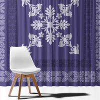 Hawaiian Quilt Block Design Window Curtain Purple Hawaii Culture Motifs - Polynesian Pride