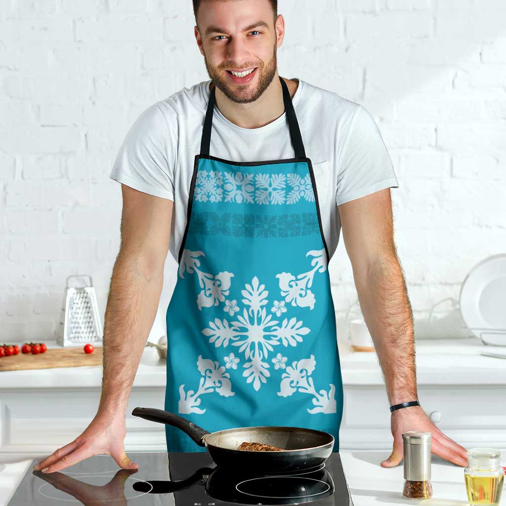 Hawaiian Quilt Block Design Apron Teal Hawaii Culture Motifs - Polynesian Pride