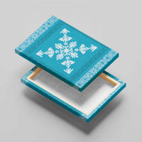 Hawaiian Quilt Block Design Canvas Wall Art Teal Hawaii Culture Motifs - Polynesian Pride