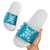 Hawaiian Quilt Block Design Slide Sandals Teal Hawaii Culture Motifs - Polynesian Pride