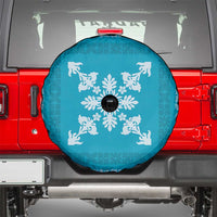 Hawaiian Quilt Block Design Spare Tire Cover Teal Hawaii Culture Motifs - Polynesian Pride