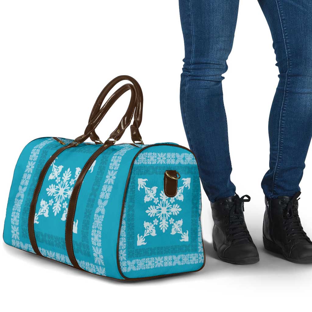 Hawaiian Quilt Block Design Travel Bag Teal Hawaii Culture Motifs - Polynesian Pride