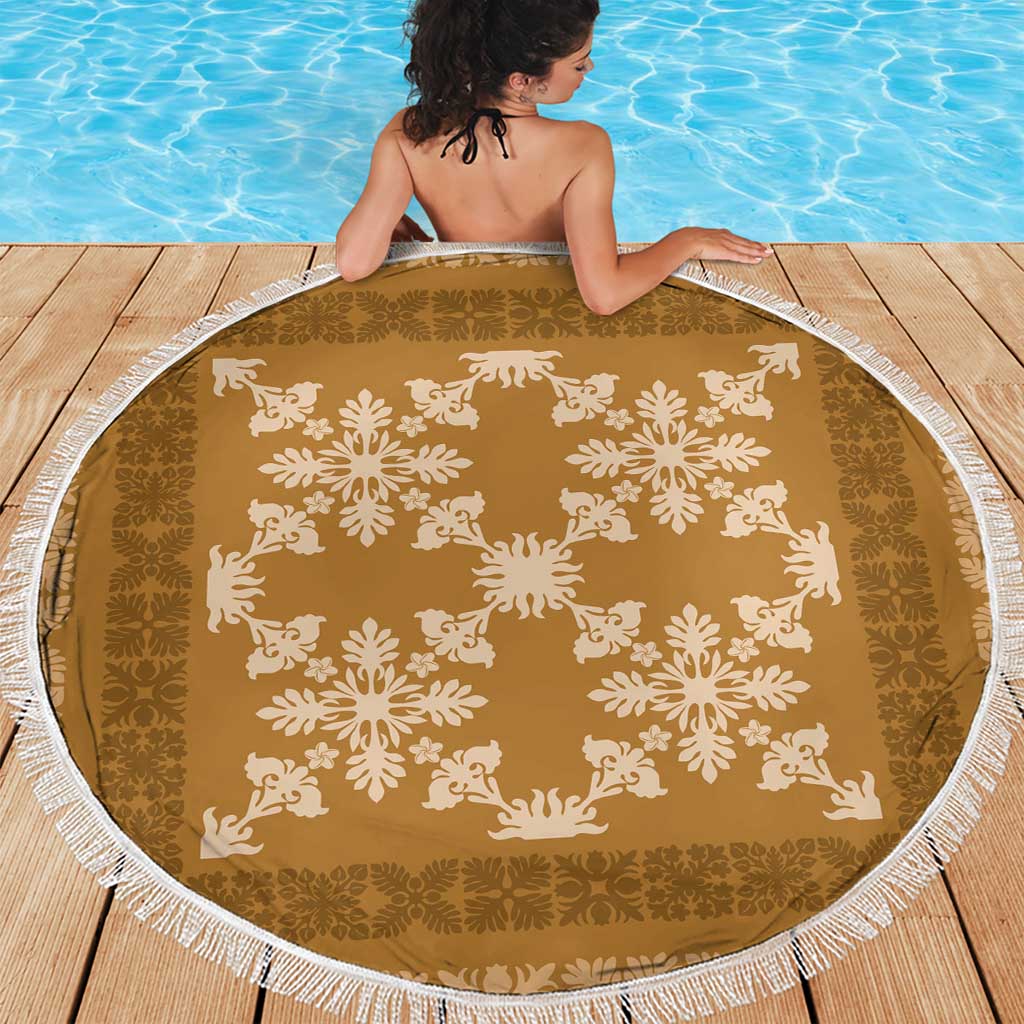 Hawaiian Quilt Pattern Beach Blanket Gold Hawaii Culture Tropical - Polynesian Pride