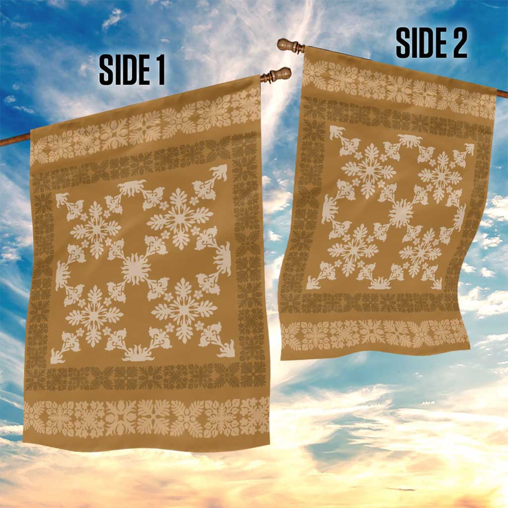 Hawaiian Quilt Pattern Garden Flag Gold Hawaii Culture Tropical - Polynesian Pride