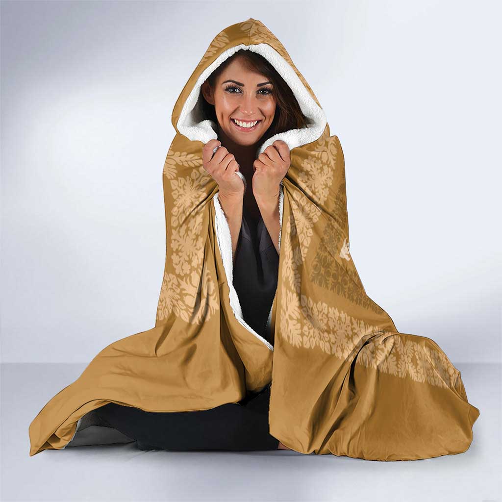 Hawaiian Quilt Pattern Hooded Blanket Gold Hawaii Culture Tropical - Polynesian Pride