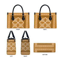 Hawaiian Quilt Pattern Leather Bag Gold Hawaii Culture Tropical - Polynesian Pride