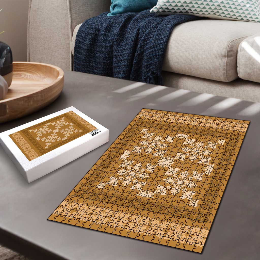 Hawaiian Quilt Pattern Puzzle Gold Hawaii Culture Tropical - Polynesian Pride