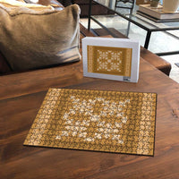 Hawaiian Quilt Pattern Puzzle Gold Hawaii Culture Tropical - Polynesian Pride