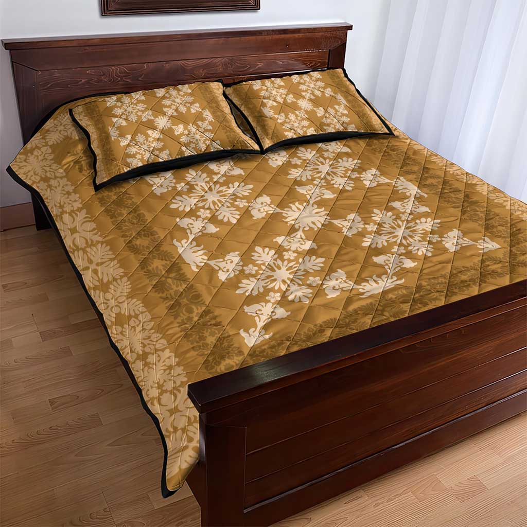 Hawaiian Quilt Pattern Quilt Bed Set Gold Hawaii Culture Tropical - Polynesian Pride