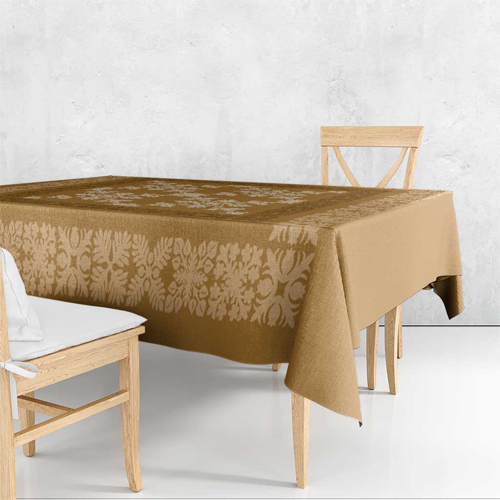 Hawaiian Quilt Pattern Tablecloth Gold Hawaii Culture Tropical - Polynesian Pride