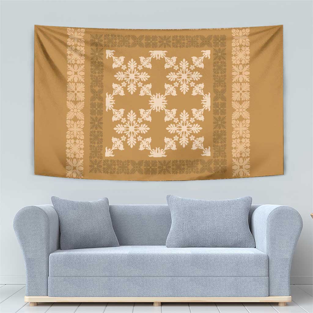 Hawaiian Quilt Pattern Tapestry Gold Hawaii Culture Tropical - Polynesian Pride