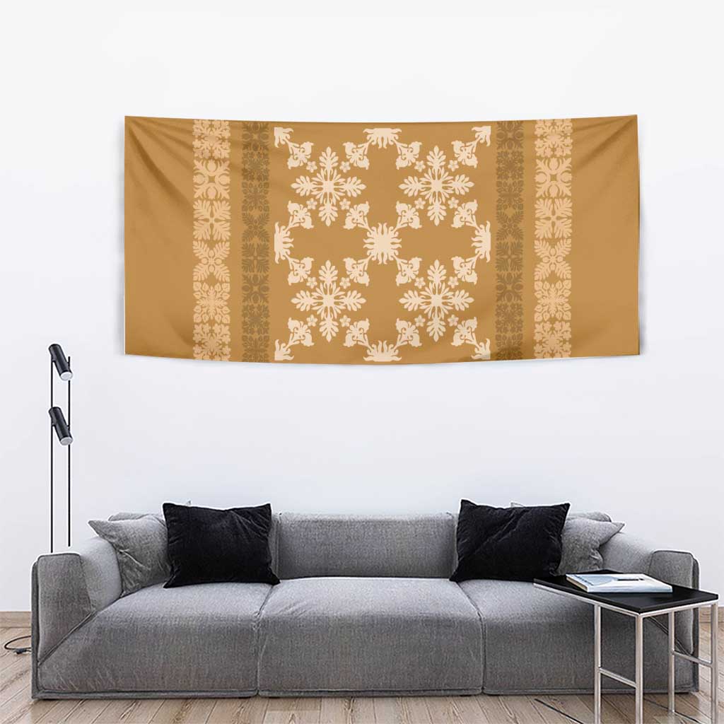 Hawaiian Quilt Pattern Tapestry Gold Hawaii Culture Tropical - Polynesian Pride