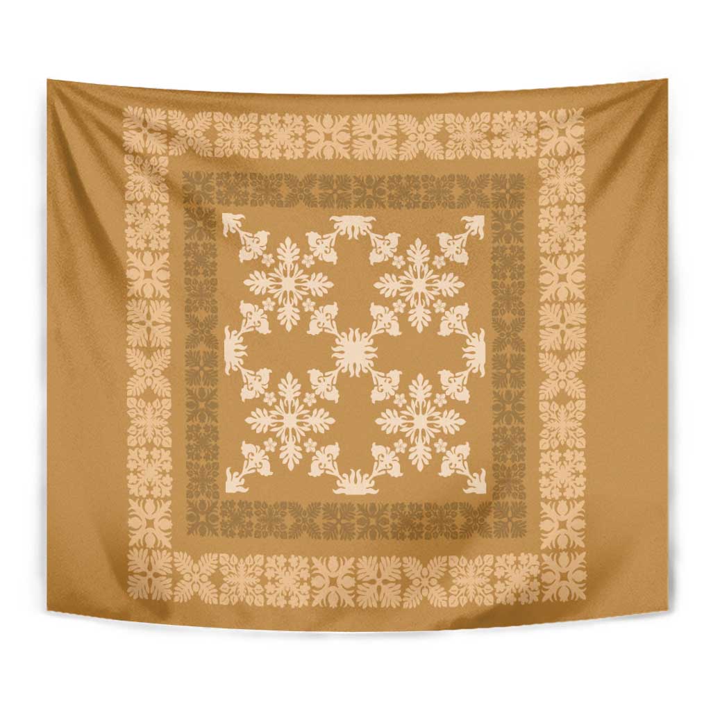Hawaiian Quilt Pattern Tapestry Gold Hawaii Culture Tropical - Polynesian Pride