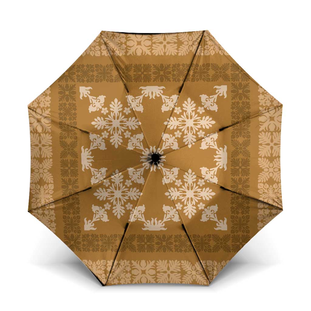 Hawaiian Quilt Pattern Umbrella Gold Hawaii Culture Tropical - Polynesian Pride