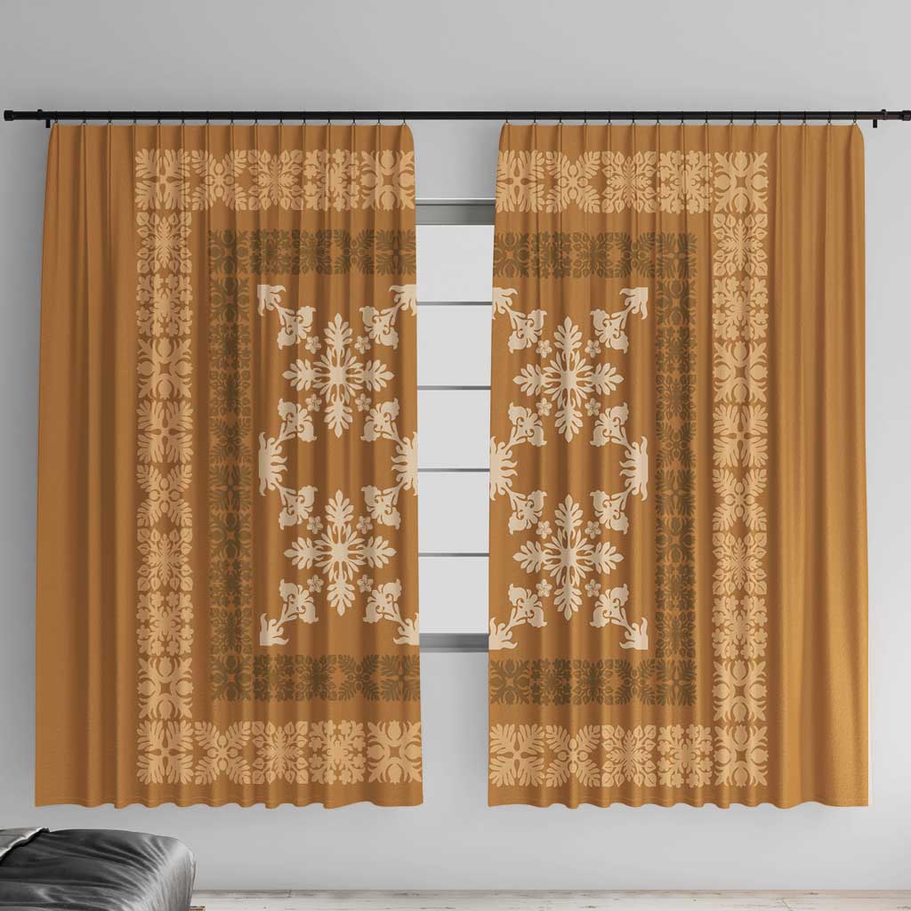 Hawaiian Quilt Pattern Window Curtain Gold Hawaii Culture Tropical - Polynesian Pride