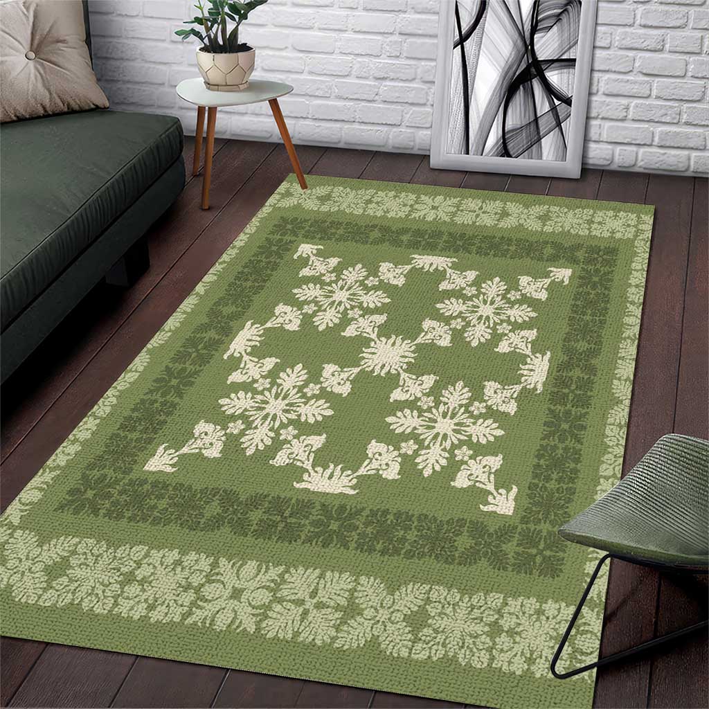 Hawaiian Quilt Pattern Area Rug Lime Hawaii Culture Tropical - Polynesian Pride