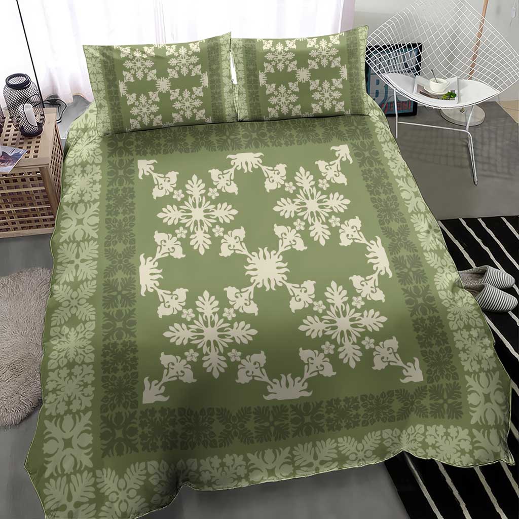Hawaiian Quilt Pattern Bedding Set Lime Hawaii Culture Tropical - Polynesian Pride