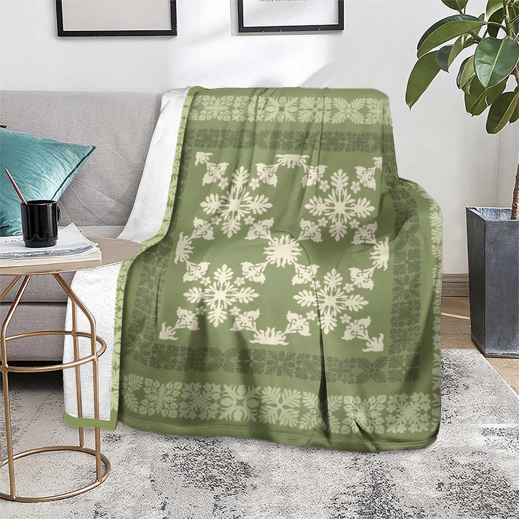 Hawaiian Quilt Pattern Blanket Lime Hawaii Culture Tropical - Polynesian Pride