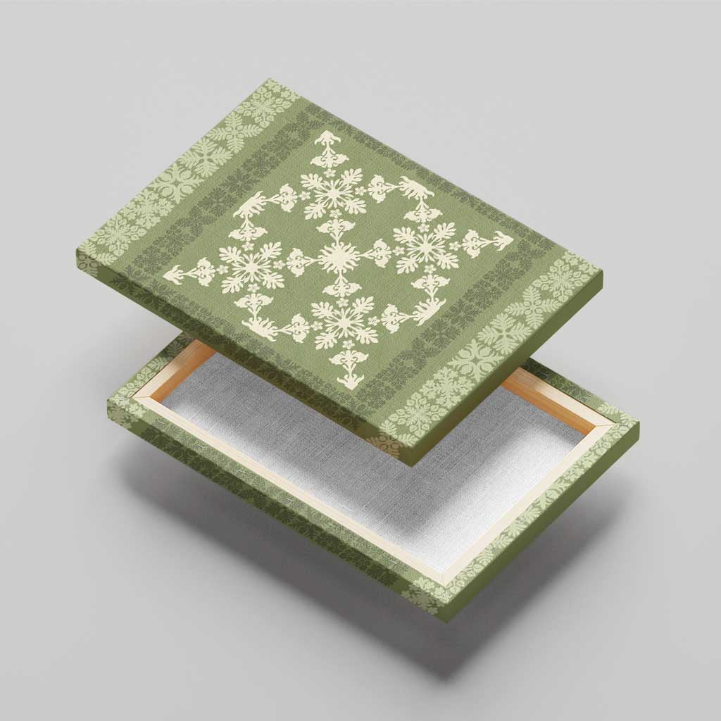 Hawaiian Quilt Pattern Canvas Wall Art Lime Hawaii Culture Tropical - Polynesian Pride