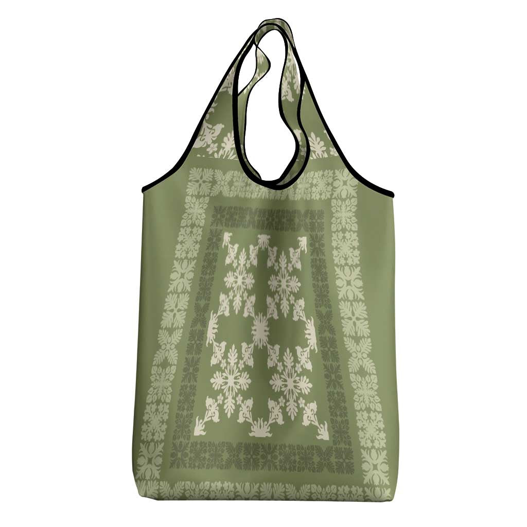 Hawaiian Quilt Pattern Grocery Bag Lime Hawaii Culture Tropical - Polynesian Pride