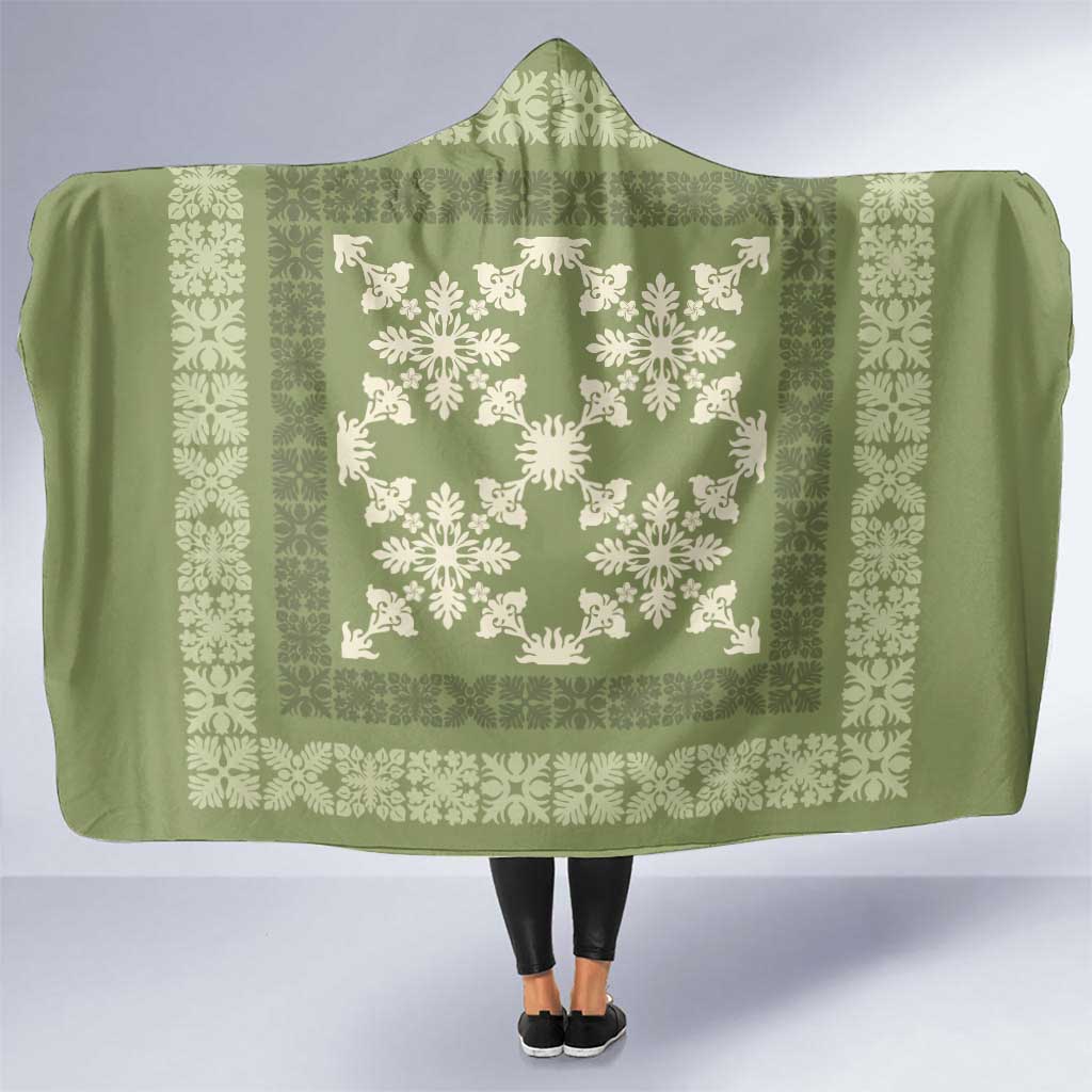 Hawaiian Quilt Pattern Hooded Blanket Lime Hawaii Culture Tropical - Polynesian Pride