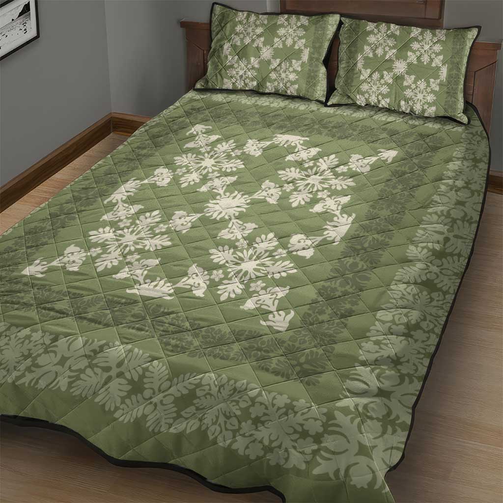 Hawaiian Quilt Pattern Quilt Bed Set Lime Hawaii Culture Tropical - Polynesian Pride