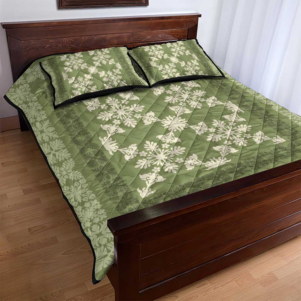 Hawaiian Quilt Pattern Quilt Bed Set Lime Hawaii Culture Tropical - Polynesian Pride