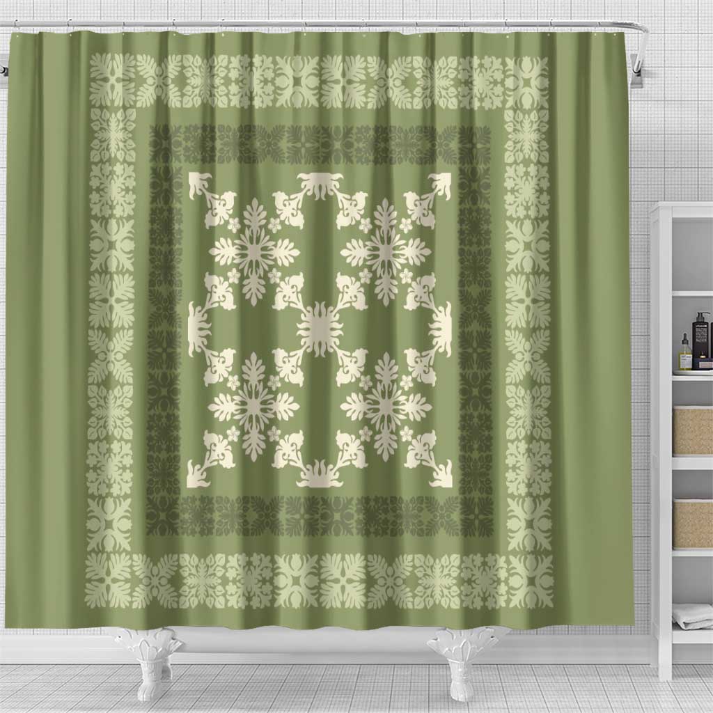 Hawaiian Quilt Pattern Shower Curtain Lime Hawaii Culture Tropical - Polynesian Pride