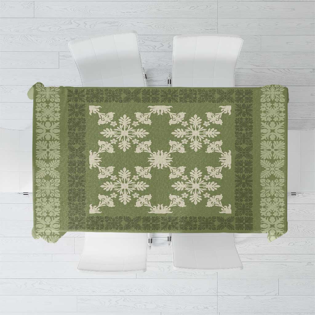 Hawaiian Quilt Pattern Tablecloth Lime Hawaii Culture Tropical - Polynesian Pride