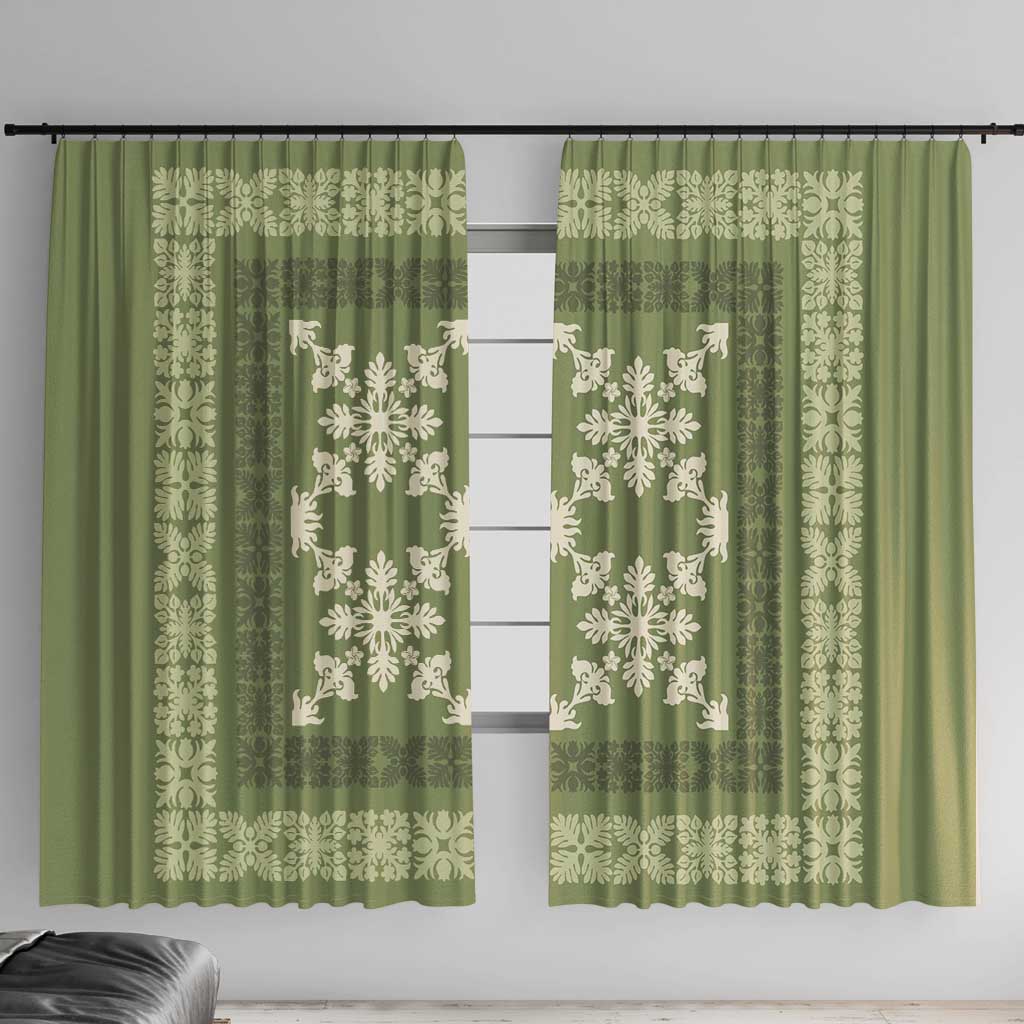 Hawaiian Quilt Pattern Window Curtain Lime Hawaii Culture Tropical - Polynesian Pride