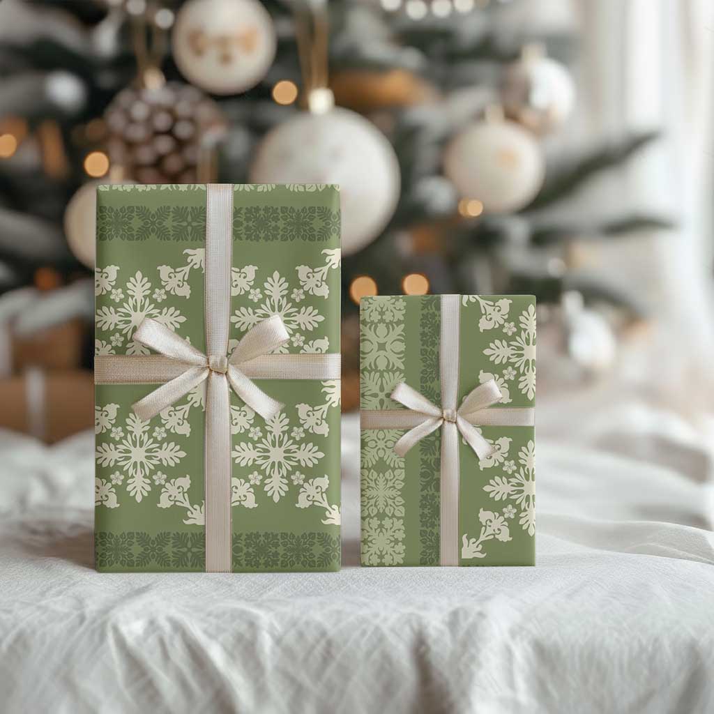 Hawaiian Quilt Pattern Wrapping Paper Lime Hawaii Culture Tropical - Polynesian Pride